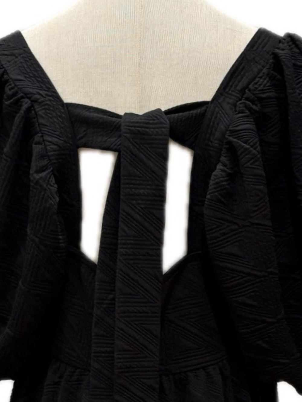 Free People NWT Black Square Neck Puff Sleeves Babydoll Mini Dress XL - Picture 5 of 12